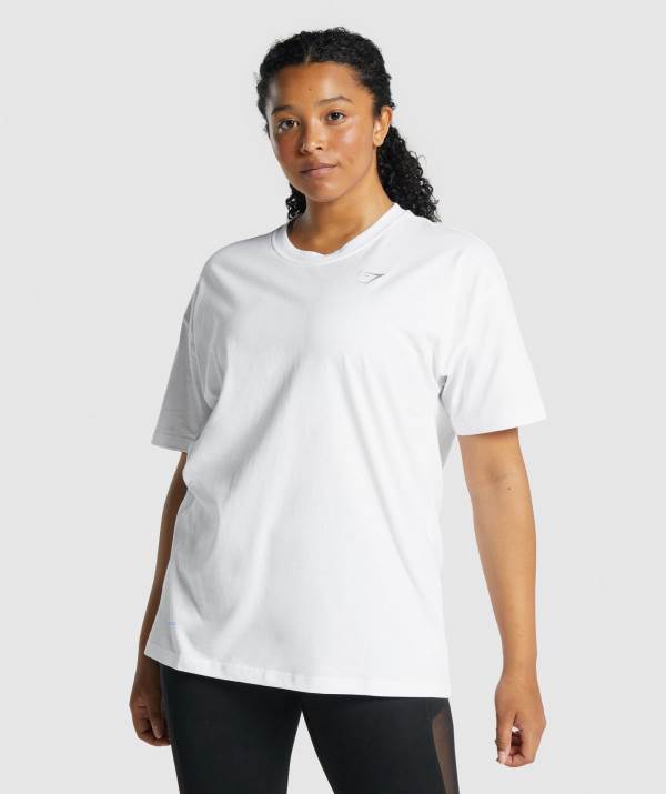 Damske Tricka Gymshark Training Oversized Biele | TY3289415